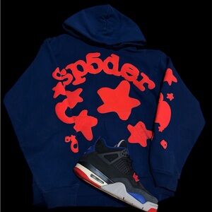 Blue and Red Graphic Hoodie